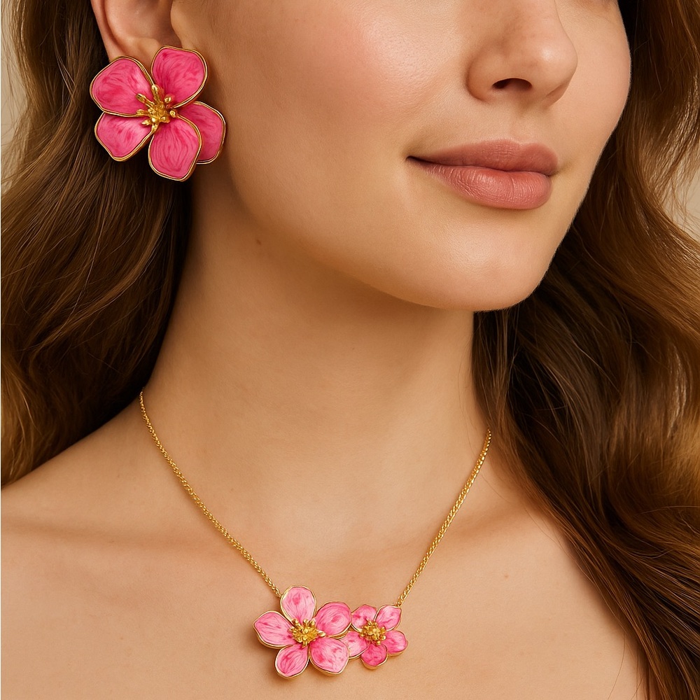 Pink Petal Radiance Jewelry Set 🌸✨